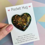 Peacheart Glitter Pocket Hug Heart with Greeting Cards, Birthday Valentines Day Gifts for Her Him Girlfriend Boyfriend